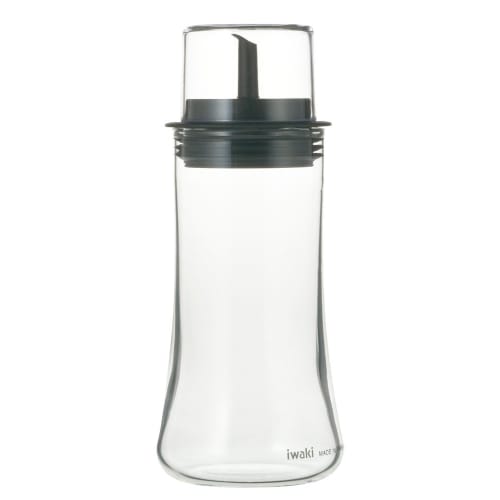 iwaki AGC Technoglass Heat-Resistant Glass Drip-Resistant Soy Sauce Dispenser, 160ml, with Lid, KT5032-BK