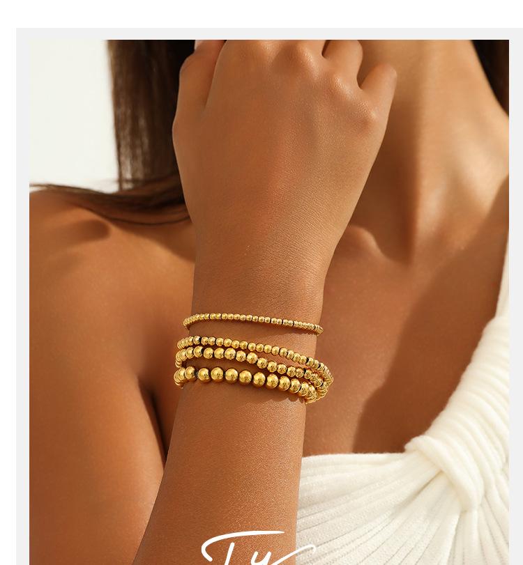 Elegant Gold Beaded Stainless Steel Bracelet for Women - High-End Minimalist Design