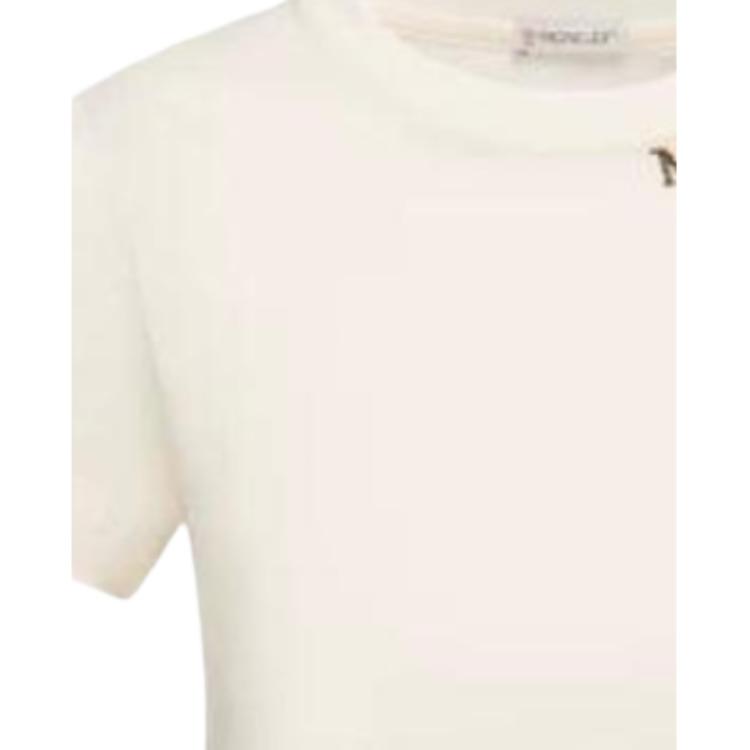 Moncler Womens Logo Textured Solid Color Short Sleeve Casual T-Shirt Women Tops L20938C0000489AJU034
