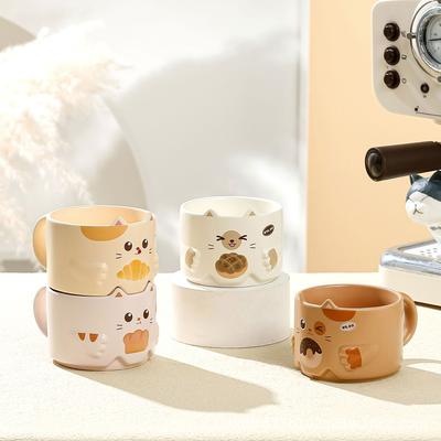 Senior Design Cat Stacked Cup Creative Couple Girl Mug Office Cartoon Ceramic Water Cup Coffee Cup