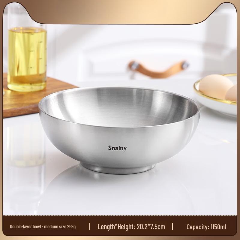 ZISIZ 304 Stainless Steel Japanese Double-Layer Anti-Scald Bowl