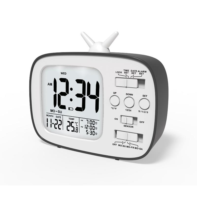 Simple Electronic Clock Photosensitive Smart Clock Creative Alarm Clock Retro Upgrade Version Three Sets of Alarm Clocks
