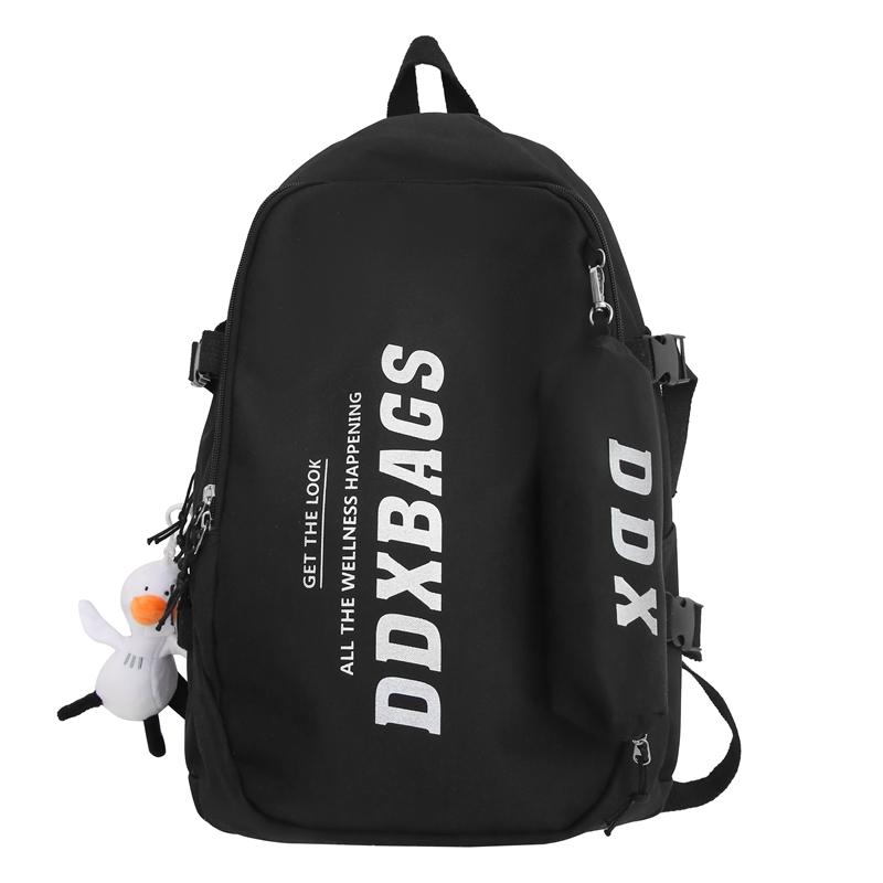 Men Lightweight Backpack Letter Print Student Schoolbag Women Large Capacity Campus Backpack with Pen Bag