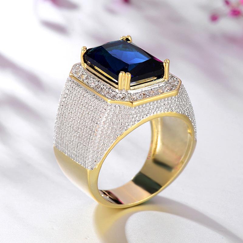 Zircon-Studded Hip-Hop Domineering Square Men'S Ring, Fashionable Retro Versatile Trendy Men'S Ring, Source