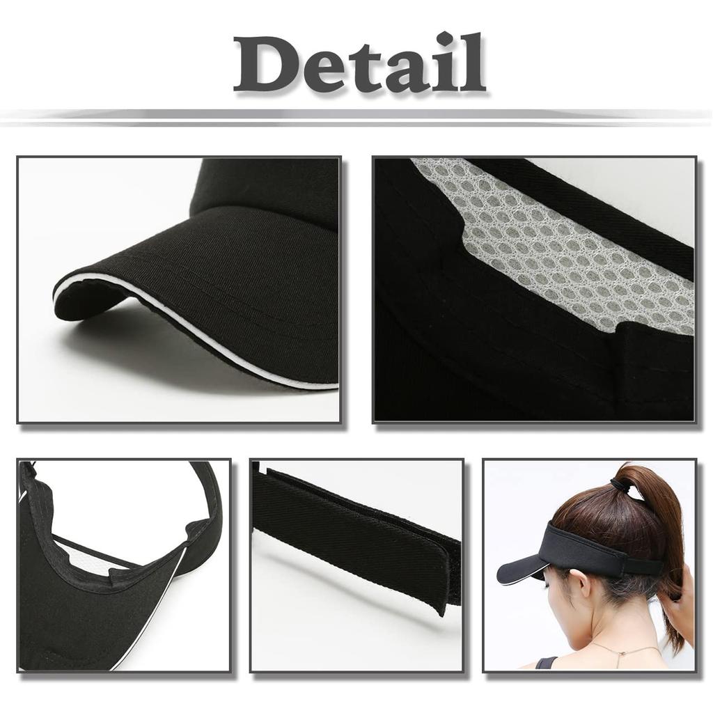 Visor Sun Visor Plain Hat Brim Line Simple Long Brim Cap CA527 [White Fang] Women's (Blue)