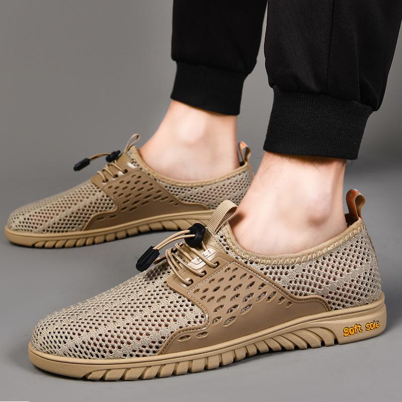 One-pedal Mesh Shoes Men's Shoes Soft Sole Hollow 46 Large Size Breathable Thin Sports and Leisure Shoes Light Lazy Shoes