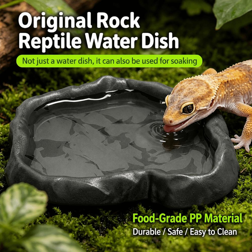 Stone Texture Reptile Feeder Bowl ABS Resin Feeding Bowl Dish New Water Dish Feeder Pet Crawler