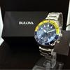 Used [BULOVA] Bulova/Men's watch/Stylish/Chronograph/Extremely rare/For men/Yellow gold.Silver.Blue color/Display item special price