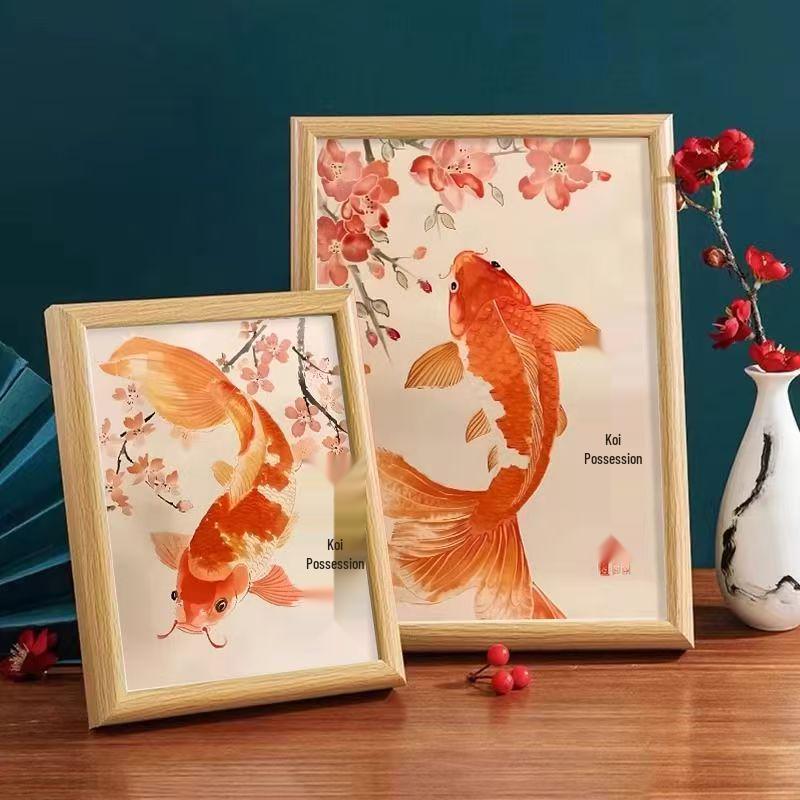 Auspicious Koi-Themed Desktop Photo Frame & Decorative Painting