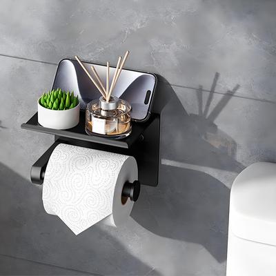 Selbstklebender Toilettenpapierhalter mit Handyablage Edelstahl Wandmontage Toilettenpapierrollenhalter für Badezimmerzubehör
