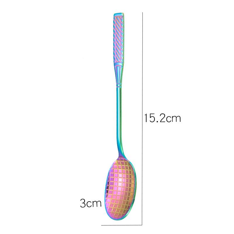1PC Stainless Steel Badminton Racket Coffee Spoon Colorful Ice Cream Tea Spoon Drinkware