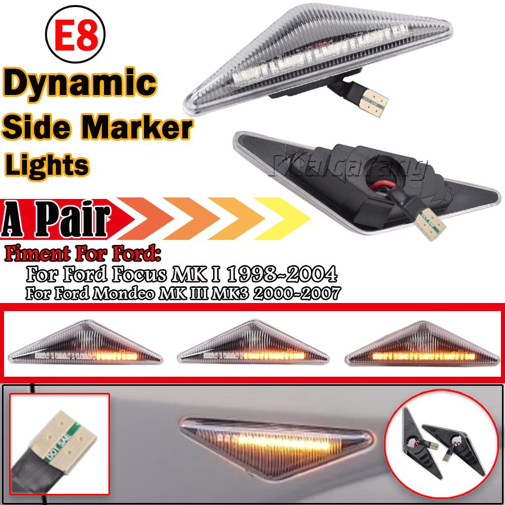 

2PCS Repeater Side Marker LED Dynamic Turn Signal Light Blinker Sequential Lamp For Ford Focus Mk1 Mondeo Mk3 Dynamic Crystal