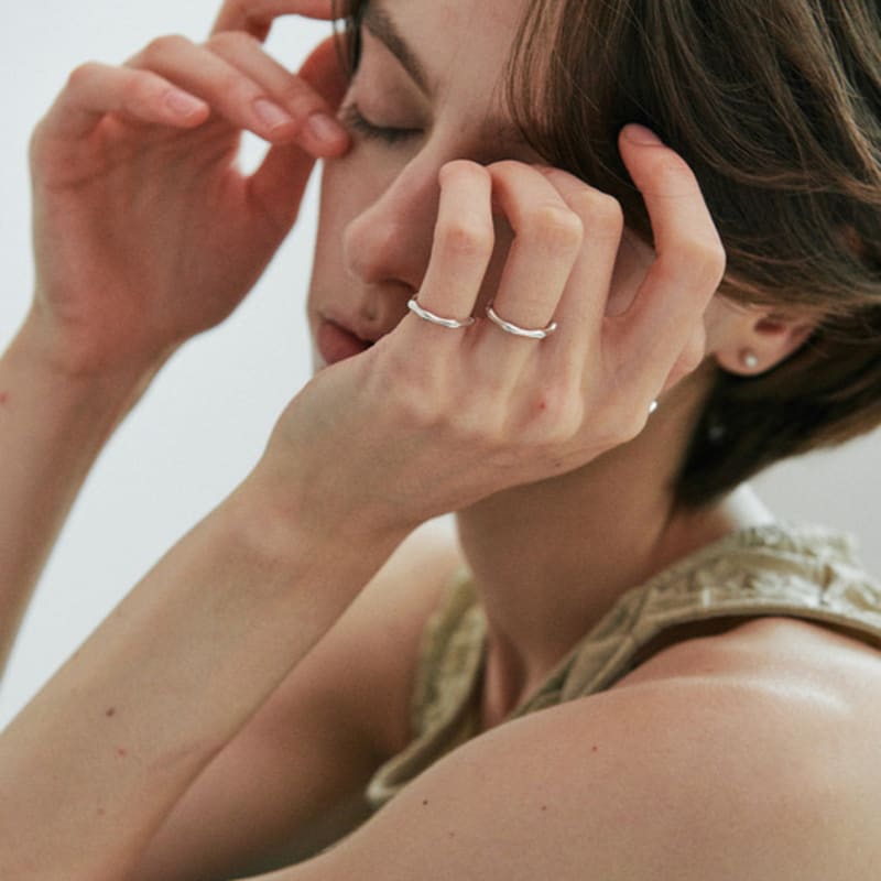 green [925 silver] Five.silver.229 / strand layered ring