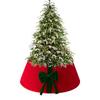 Plush Christmas Tree Collar With Bow Knot Reusable Christmas Tree Stand Skirt Christmas Tree Bow Blanket For Indoor Outdoor