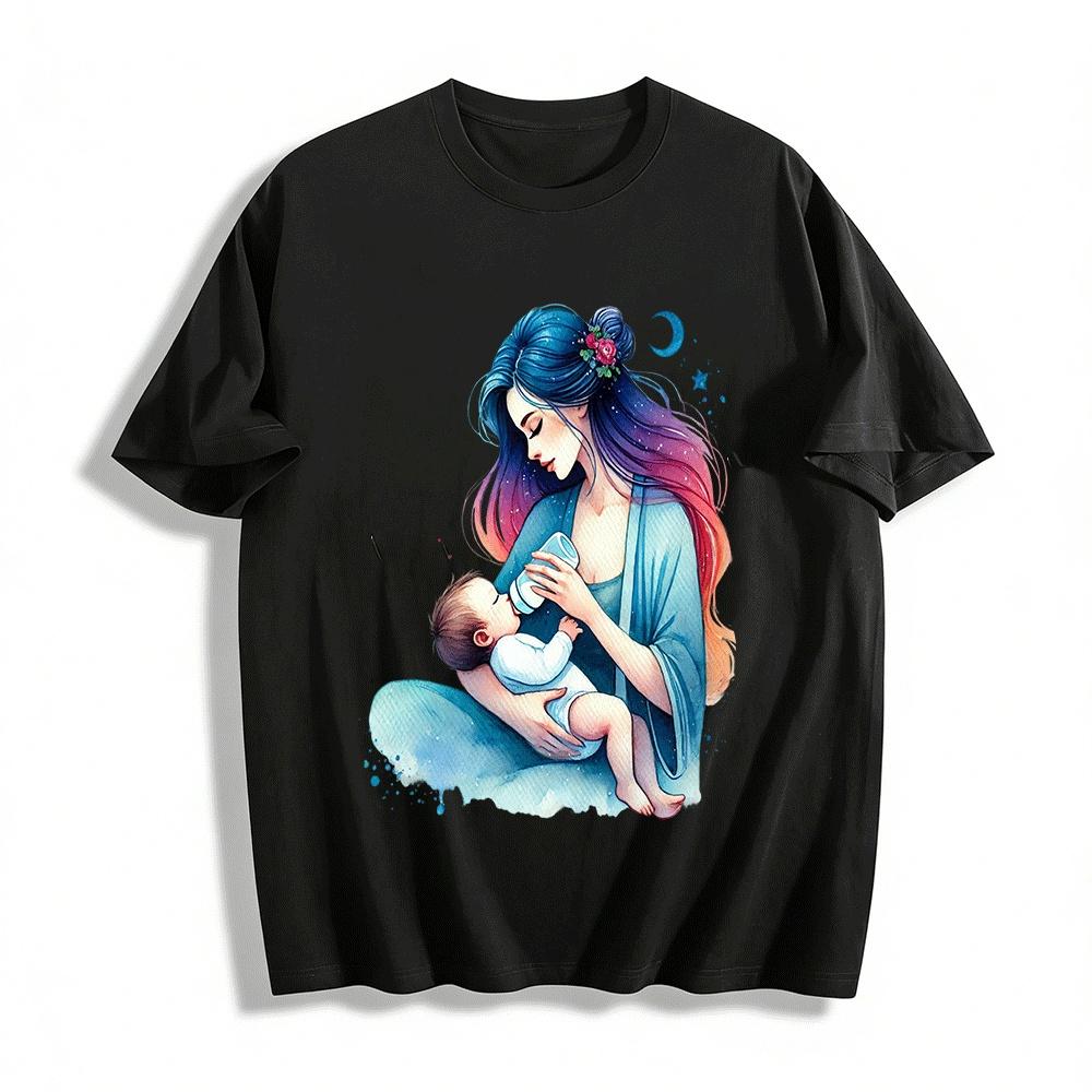 

Night Serenade Warm Mother Baby Printed Matching Outfits Pure cotton T-shirt XXS