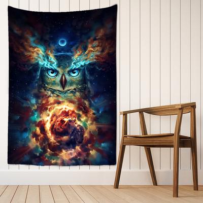 Tapeçaria de coruja psicodélica para pendurar na parede Hippie Tapiz Witchcraft Universe Starry Boho Art Dormitório Fundo Tecido Decoração para casa