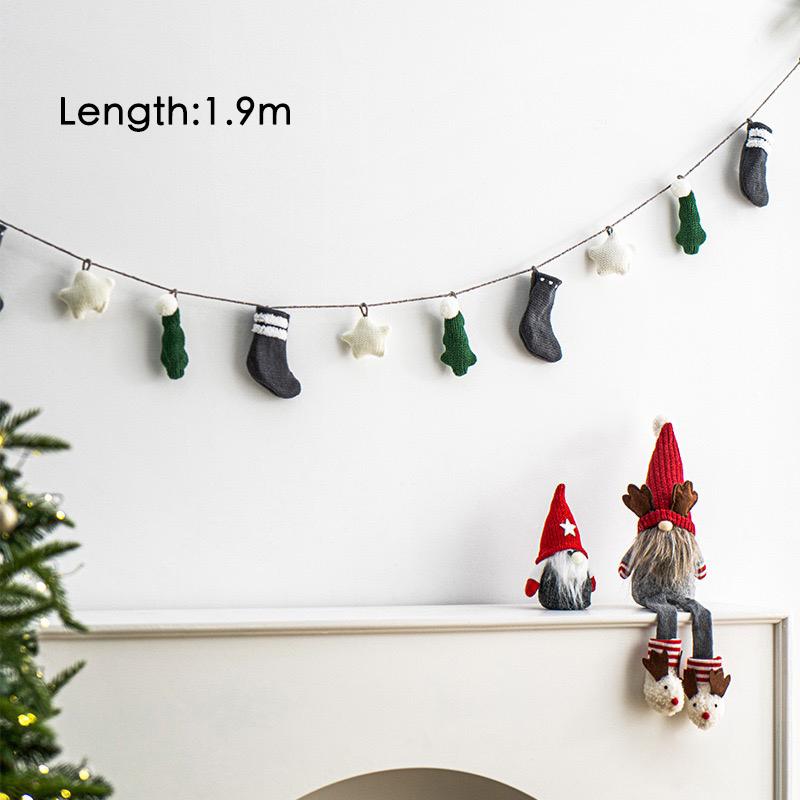 

Nordic Christmas Banner 1.9m Garland Hanging Decoration for Xmas Tree Winter Wedding Party Holiday New Year Home Decor