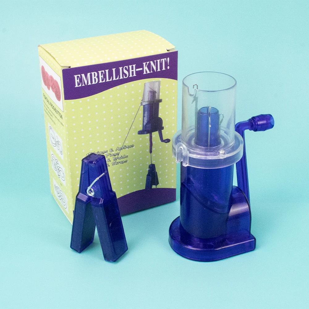 Portable Hand Knitting Machine Hand Crank Knit Loom for DIY Sweaters and Scarves Embellishment Tool with Accessories for Weaving