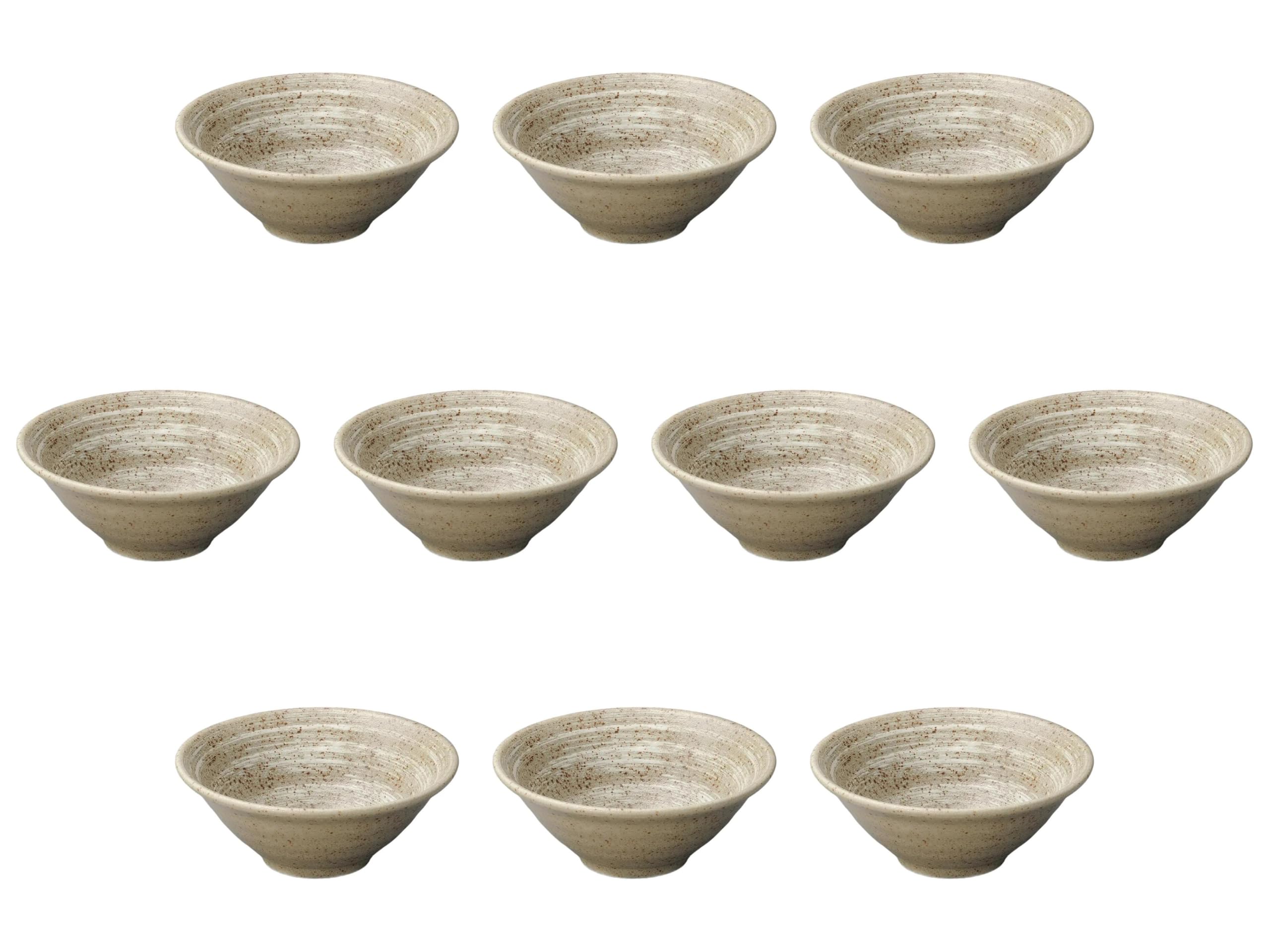 

Set of 10 Kaze no Mai Ripple Deep Bowls x Small Bowls by Setomonohonpo 4.5cm [14 5.6cm]