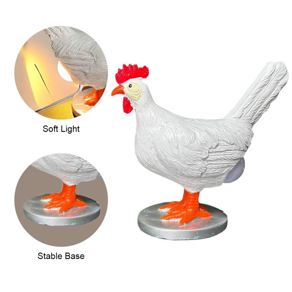Cartoon Simulation Chicken LED Lamp Luminous Resin Chicken Lamp Hen Laying Egg Statue  Home Decor