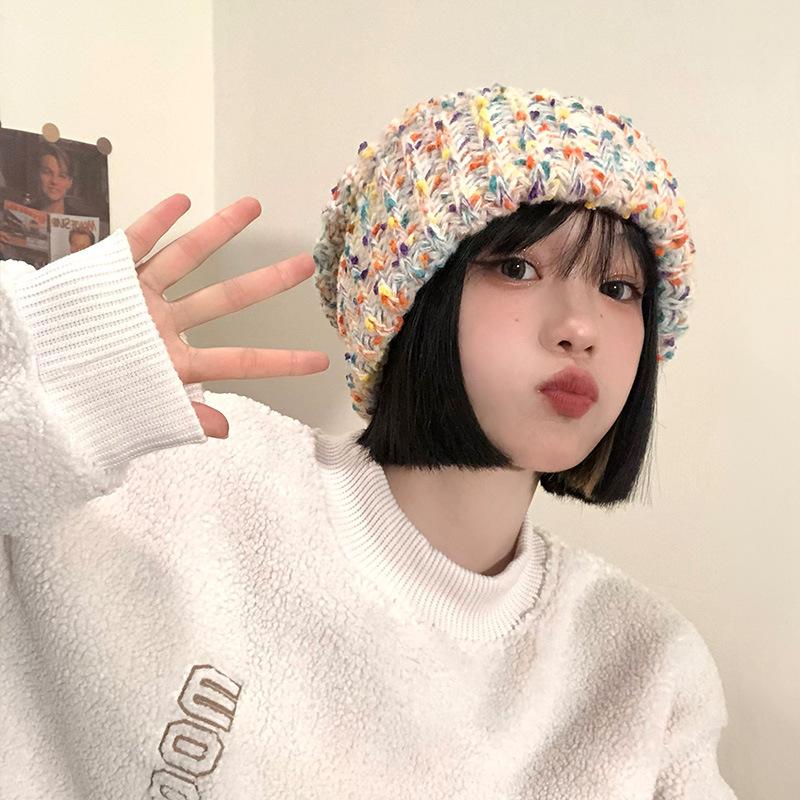 Trendy Mixed Color Slouchy Beanie Classic Coldproof Warm Skull Cap Thick Knit Hats Beanies For Women Autumn & Winter