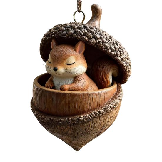Forest Animal Acorn Hanging Ornaments Acrylic Christmas Tree Decor with Squirrel Rabbit Pony Designs 2D Flat Pendants for Holiday Gifting