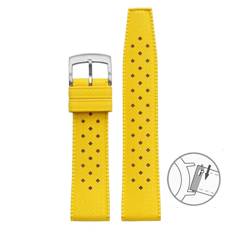 Fluorkautschukarmband, 20 mm, 22 mm, Schnellverschluss, sportlich, wasserdicht, atmungsaktiv, Löcher, FKM-Fluorkautschuk-Ersatzarmband für Männer und Frauen