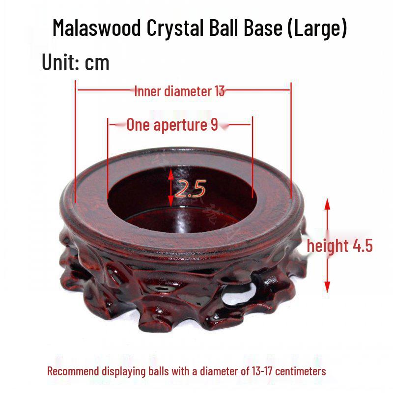 Gourd Crystal Ball Wooden Base Handcrafted Round Concave Stand