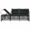 3 Piece Garden Corner Sofa Set with Cushions Black Poly Rattan