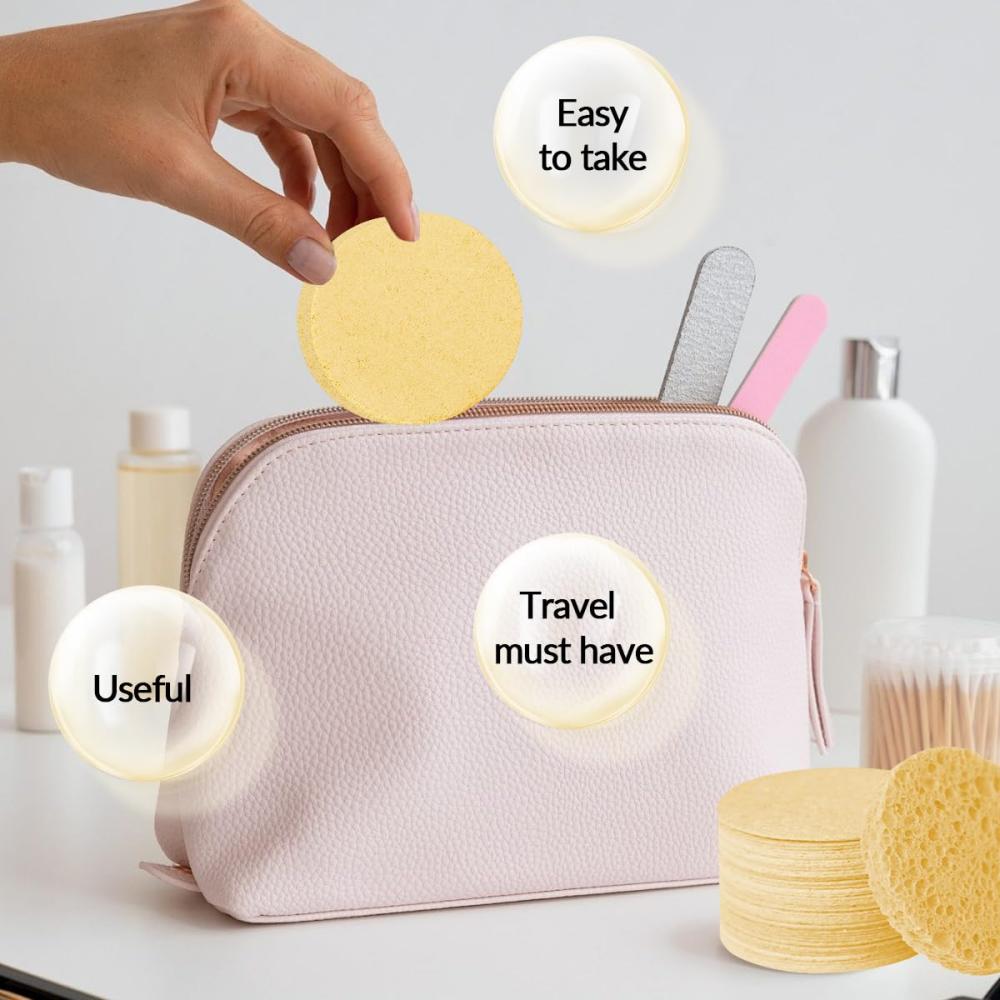 10 packs of compressed facial sponges, suitable for daily cleansing and gentle exfoliation, 100% natural cellulose beauty sponge
