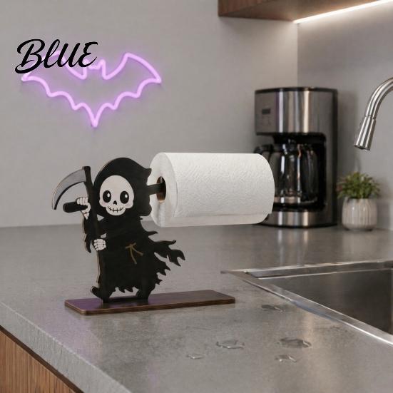 Unique Wooden Craft Gift Halloween Paper Towel Holder Skeleton/Ghost/Cat/Pumpkin/Witch Stand Retro Desktop Tissue Dispenser Gothic Roll Storage