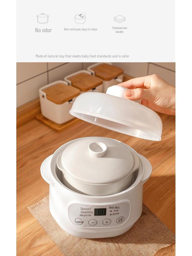 Electric Mini Ceramic Stew Pot with Timer - Auto Health Bird's Nest Steamer & Home Gift
