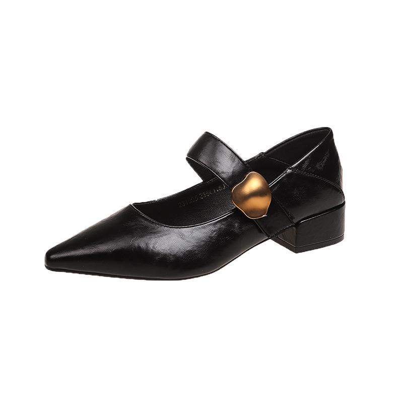 

Туфли Мэри Джейн на низком каблуке детские осенние новые модели с юбками коричневые остроносые нежные женские туфли одинарные туфли 40 чёрный