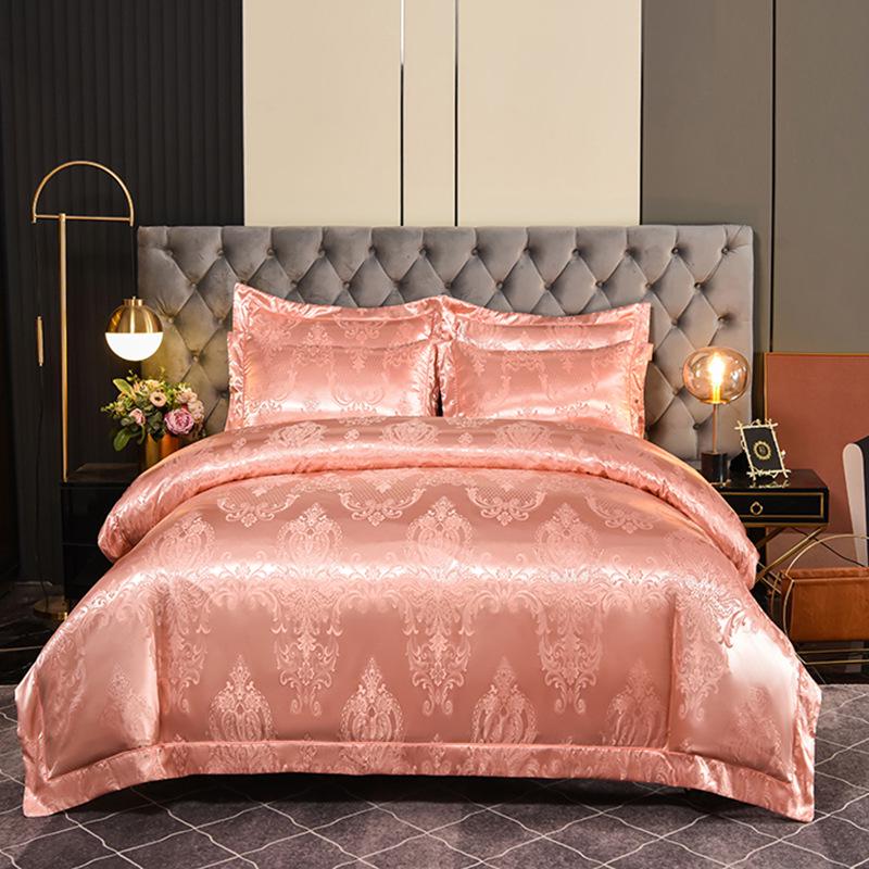 Europejska satyna żakardowa Czerwona pościel ślubna Zestaw czteroczęściowy