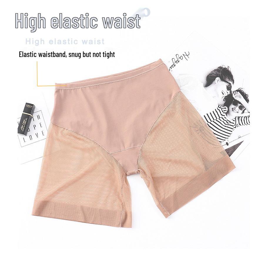 Women's Mid-Waist Mesh Shaping Shorts - Flat-Leg Safety Leggings
