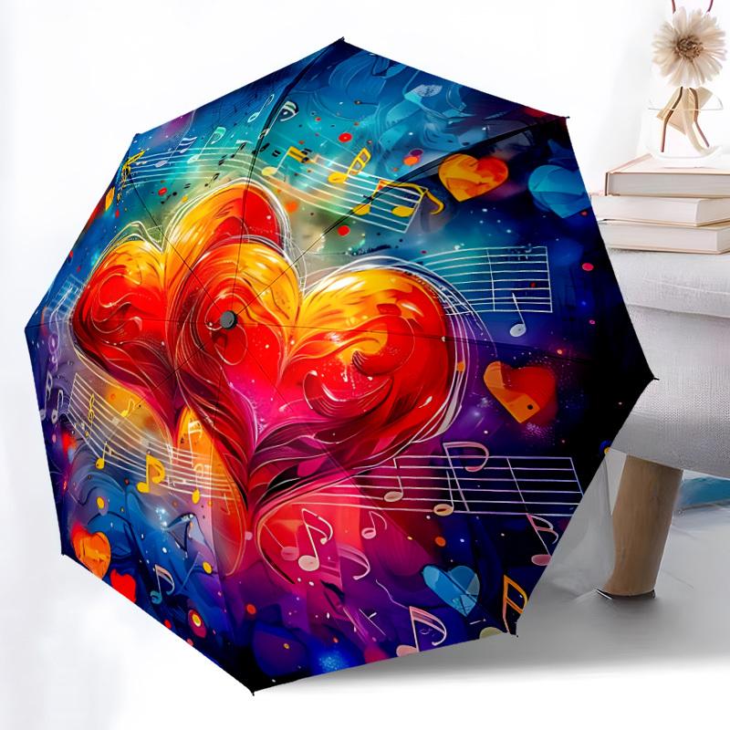 1pc Heartbeat Music Automatic Open/Close Umbrella with Windproof, 8-Rib Sturdy Canopy, Durable Ribs, Ideal for Gifts yy251117056
