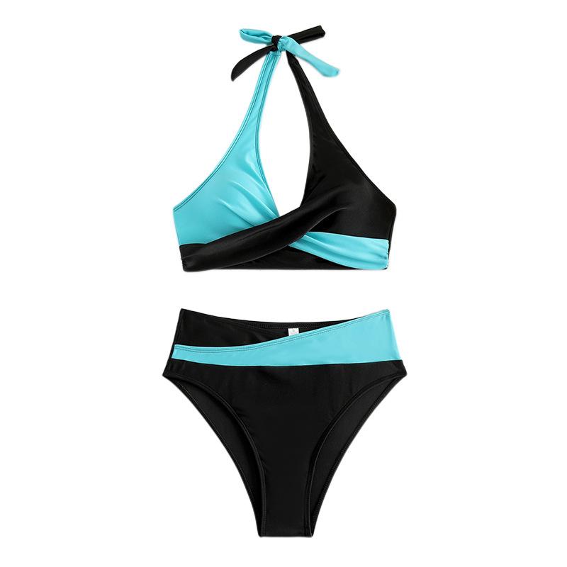 Dámské jednodílné plavky, dámské barevně blokované šle, sexy bikiny s odhalenými zády
