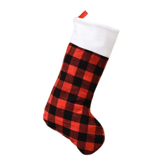 Christmas Stocking Classic Red Black Buffalo Plaid Hanging Stockings for Christmas Tree Fireplace Holiday