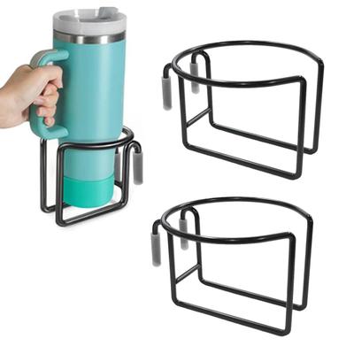 1/2 Pezzi Portabicchieri Universale per Carrello della Spesa Metallo Nero Design Antiscivolo Stabile