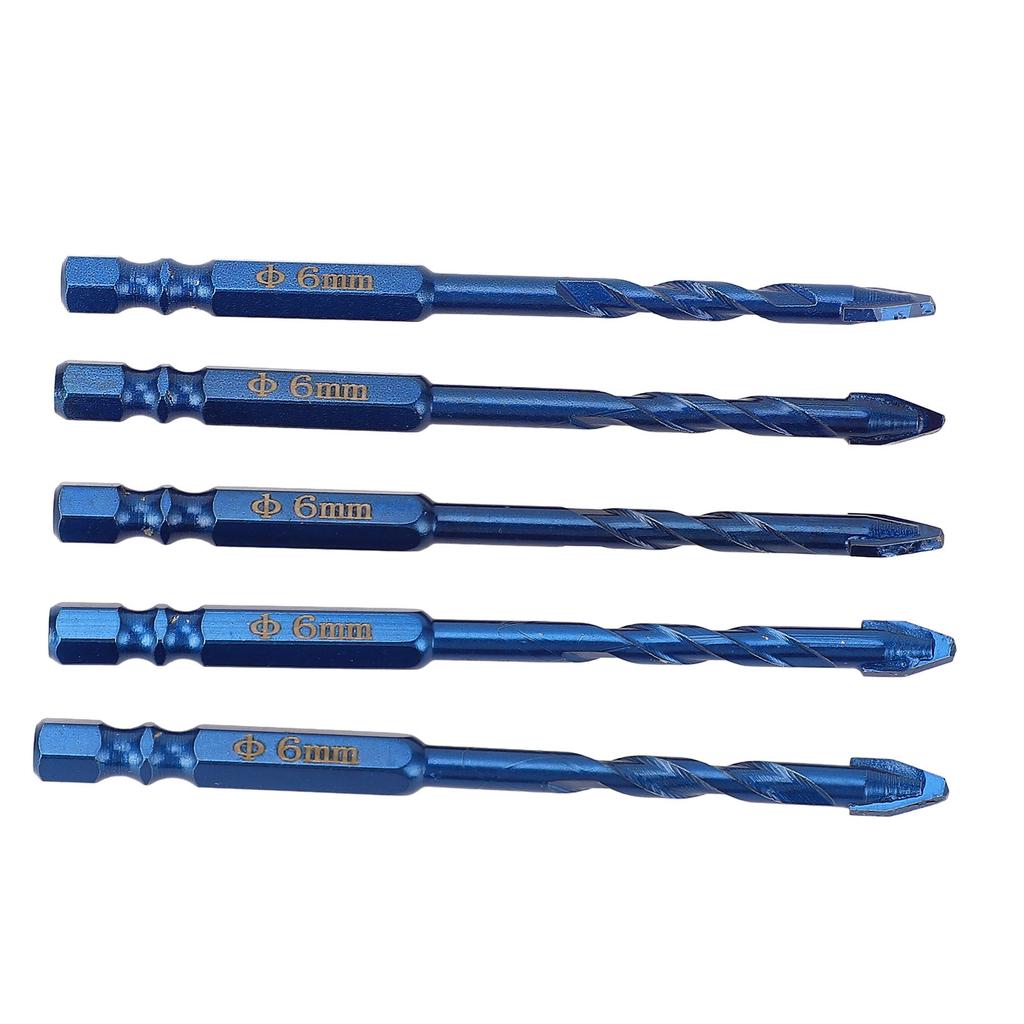 5 Pcs Eccentric Drill Bit 6mm Drilling 14in Hex Shank Tungsten Steel Crooked Drill Bit for Masonry