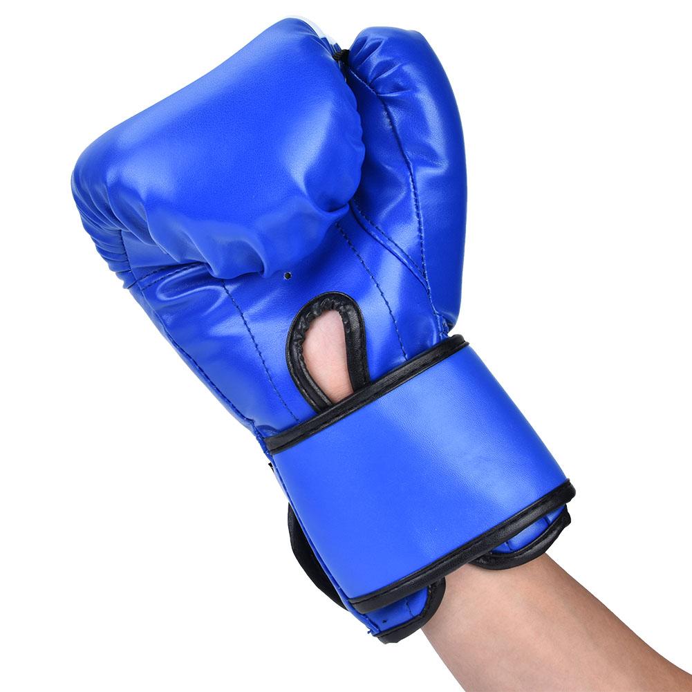 1 Pair PU Leather Boxing Gloves Sanda Punching Sparring Sandbag Training Mitts (Blue)