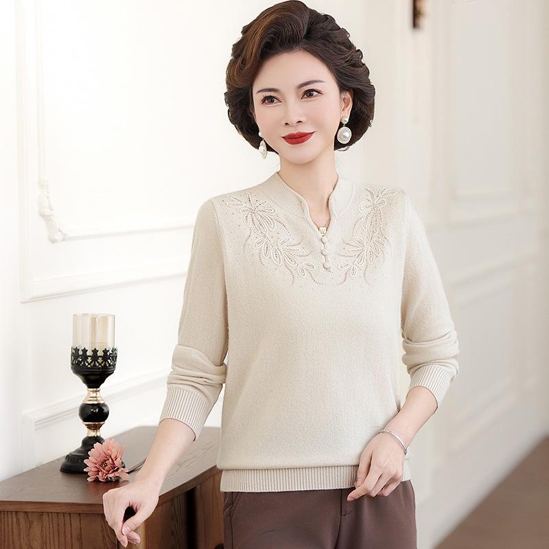 2026 Red Wool Sweater for Middle-aged Moms - Dragon Year Collection