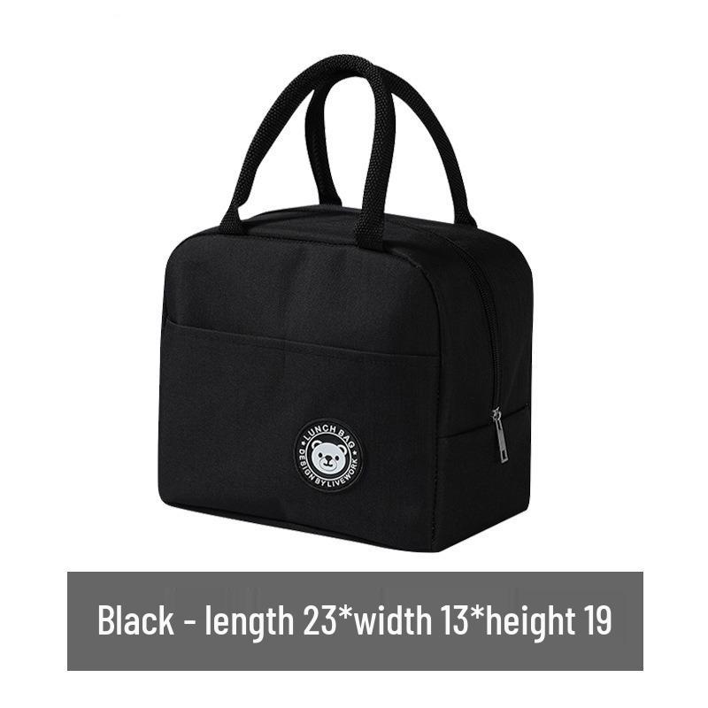 

Водонепроницаемая термоизолированная сумка-тоут для ланча бенто с утолщенной алюминиевой фольгой для студентов и офисных работников чёрный