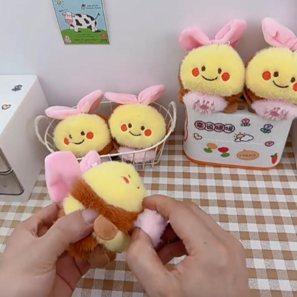 Soft Plush Bag Pendant Cartoon Creative Drawstring Doll Cartoon Bee Keychain Birthday Gifts