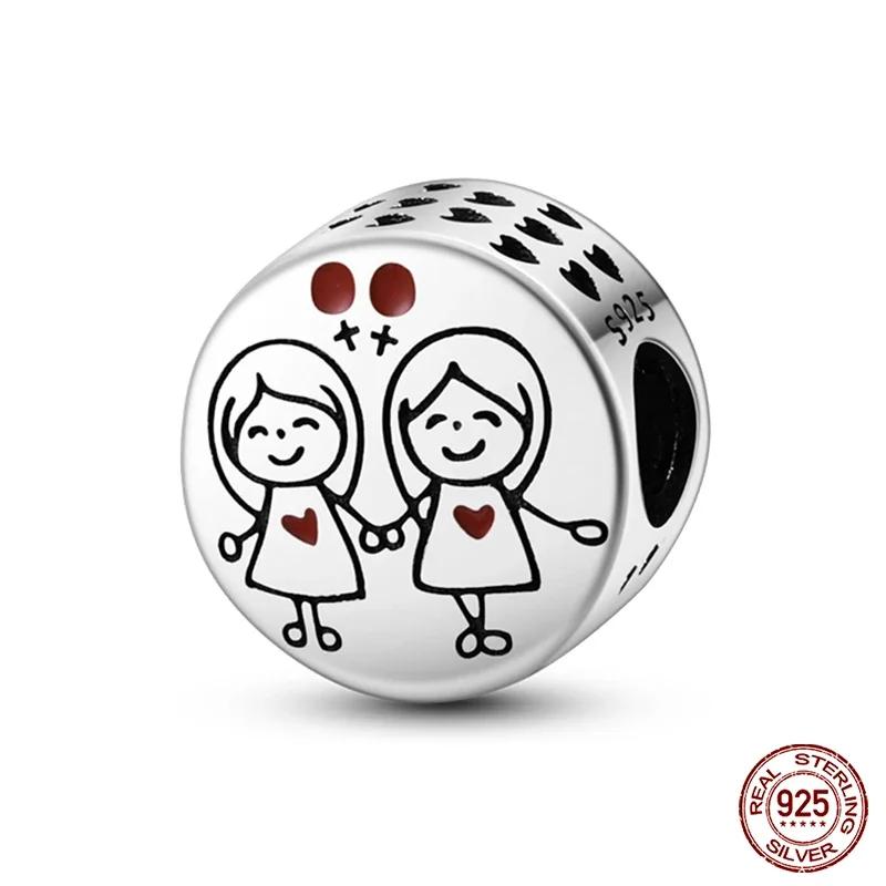 New Copper Romantic Heart Series Charms Beads Fit Original Bracelet Diy Mother'S Day Jewelry Gifts