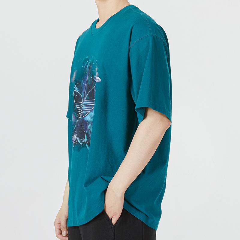 adidas Originals Y2K Trefoil Tee With Large Starry Sky Element Print Unisex Tops Natural-Duck-Green HM8028