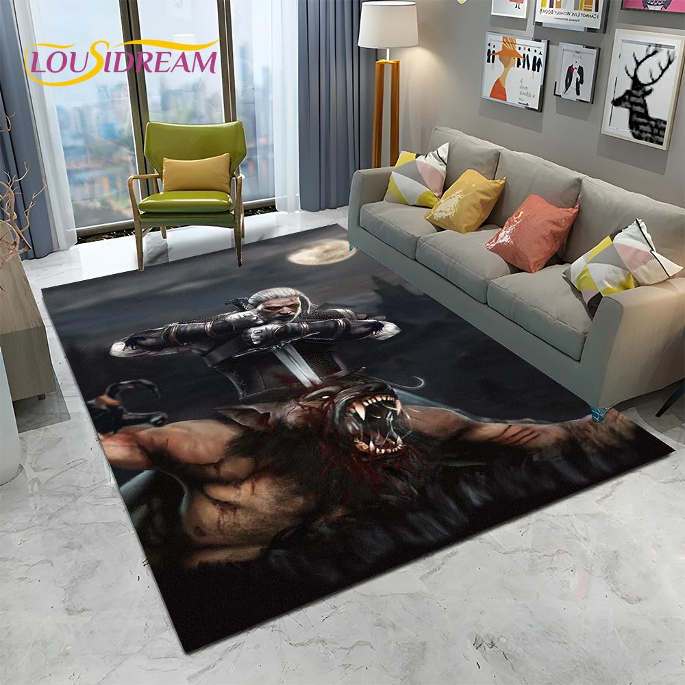 3D W-Witcher Games Gamer TV Cartoon Carpet Rug for Home Living Room Bedroom Sofa Doormat Decor,kids Area Rug Non-slip Floor Mat