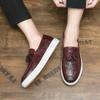 Britain Retro Wine Red Men's Leather Shoes Office Business Casual Loafers Men Designer Tassels Formal Dress Shoes for Men Oxford