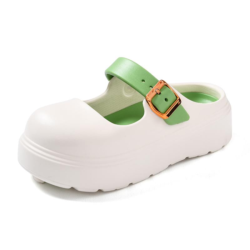 Fashion 2025 Solid Color Chunky Clogs Sandals Women Chic Buckle Strap Design Thick Sole Garden Shoes Woman Eva Beach Platform