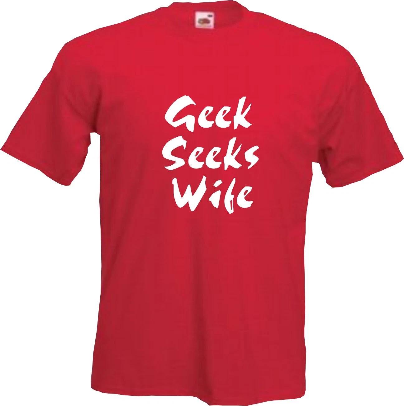 GEEK SEEKS WIFE - FUNNY SLOGAN Mens T-Shirt S